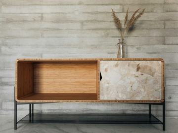 RICH LP KUNIS BRESCIA - Sideboard in bamboo and marble by Kunis Brescia with hinged by Maami Home - view 2